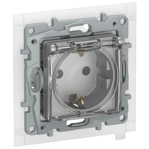 IEKETIKA Розетка 1-местная с заземлением с защитными шторками и крышкой 16А IP44 6724261 алюминий IEK