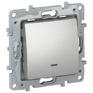 IEKETIKA Переключатель 1-клавишный с подсветкой/индикацией схема 6L 10АХ безвинтовые зажимы 6724151 алюминий IEK