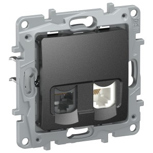 IEKETIKA Розетка двойная RJ11+RJ45 кат.5E UTP 6726521 антрацит IEK