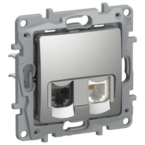 IEKETIKA Розетка двойная RJ11+RJ45 кат.5E UTP 6724521 алюминий IEK