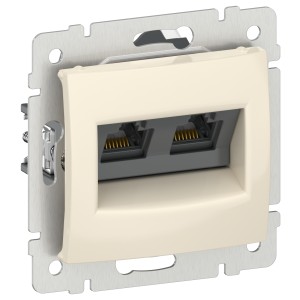 IEKVALENA Розетка компьютерная двойная RJ45 категория 5Е UTP 6956261 слоновая кость IEK