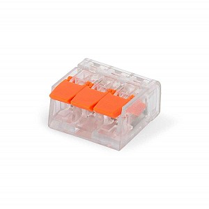 СМК 221-413 (50шт) Клемма универсальная (Подключение одножильных/ многожильных медных проводников сечениями от 0.14 до 4 мм² с 3 подключениями)