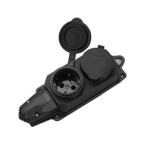 Розеточная колодка GSB-16-2-G-IP44 Red, 16А, 2 места, с/з, б/в, IP44, 1/50