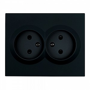 Розетка 2-местная с защитной шторкой б/з, 250В, 16А, серия Мия, RST16-3113-05, черный бархат