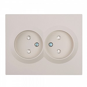 Розетка 2-местная с защитной шторкой б/з, 250В, 16А, серия Мия, RST16-3113-08. пудровый жемчуг