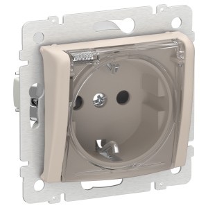 IEKVALENA Розетка 1-местная с заземлением с защитными шторками и крышкой 16А IP44 6945551 песочный IEK