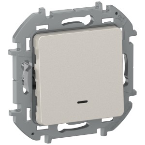 IEKINSPIRIA Переключатель 1-клавишный с подсветкой/индикацией схема 6L 10АХ безвинтовые зажимы 6733681 шампань IEK