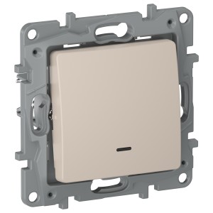 IEKETIKA Переключатель 1-клавишный с подсветкой/индикацией схема 6L 10АХ безвинтовые зажимы 6711151 песочный IEK