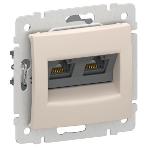 IEKVALENA Розетка компьютерная двойная RJ45 категория 5Е UTP 6945361 песочный IEK