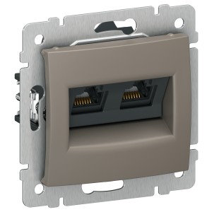 IEKVALENA Розетка компьютерная двойная RJ45 категория 5Е UTP 6945351 капучино IEK
