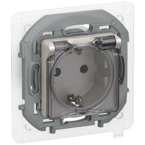 IEKINSPIRIA Розетка 1-местная с заземлением с защитными шторками и крышкой 16А IP44 6737481 шампань IEK
