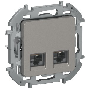 IEKINSPIRIA Розетка компьютерная двойная RJ45 категория 5Е UTP 6731271 дымчатый IEK