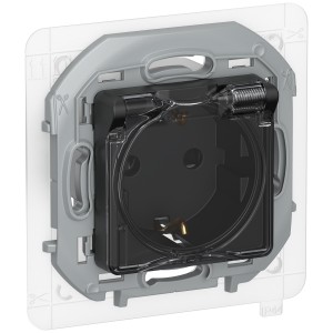 IEKINSPIRIA Розетка 1-местная с заземлением с защитными шторками и крышкой 16А IP44 6737491 черный матовый IEK