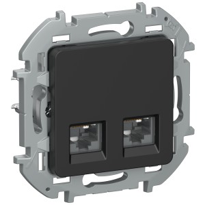 IEKINSPIRIA Розетка компьютерная двойная RJ45 категория 5Е UTP 6731291 черный матовый IEK