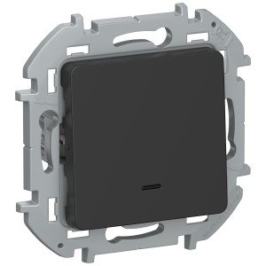 IEKINSPIRIA Переключатель 1-клавишный с подсветкой/индикацией схема 6L 10АХ безвинтовые зажимы 6733691 черный матовый IEK
