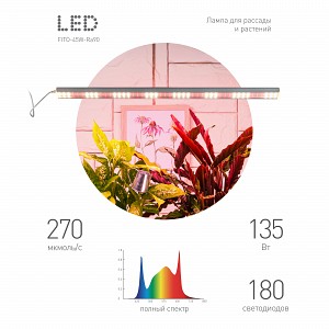 FITO-135W-Ra90 Светильник для растений фитолампа светодиодная линейная ЭРА FITO-135W-Ra90 полного спектра 135 Вт