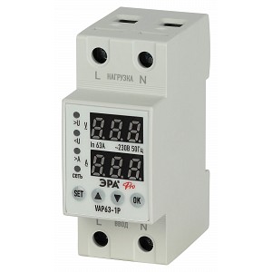 VAP63-1P Реле контроля напряжения ЭРА PRO VAP63-1P РКНТ-1 однофазное с защитой по перегрузке 63А