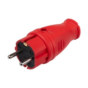 Вилка прямая PRC-231-Red 16А 220V IP44 каучук красная Jazzway
