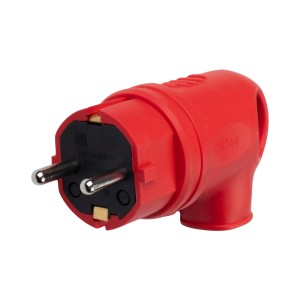 Вилка угловая с кольцом PRC-251-Red 16А 220V IP44 каучук красная Jazzway