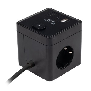 Удлинитель ФАZА FB-03U-140-bk USB (3 х 1,4) заземл., выкл. черный