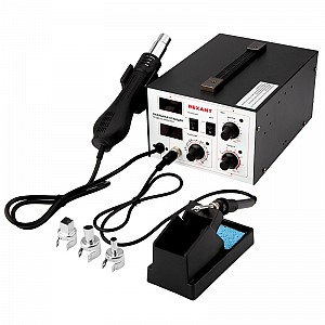 Паяльная станция (паяльник + фен), модель R852AD+, 100-500°C, LED-дисплей REXANT