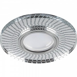 Светильник потолочный встраиваемый со светодиодной подсветкой 15LED*2835 SMD 4000K, MR16 50W G5.3, прозрачный, хром, CD979 с драйвером в комплекте