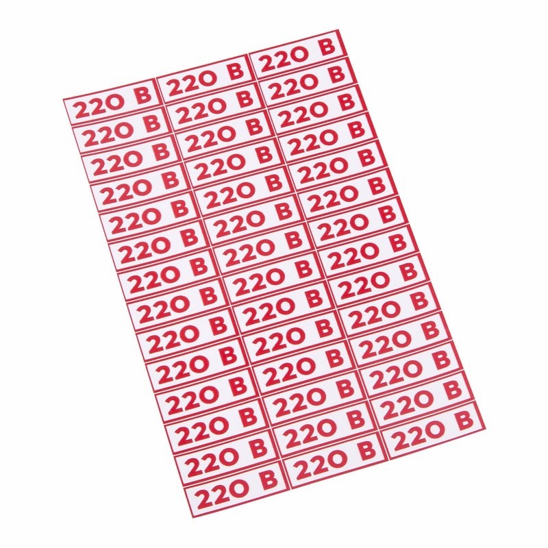 Наклейка знак электробезопасности «220 В» 10х30мм (42 шт. на листе,