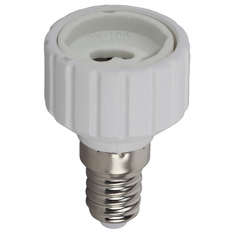 Переходник ЭРА E14-GU10 пластиковый белый, ACS PRH-E14/GU10-PLA-WH ...