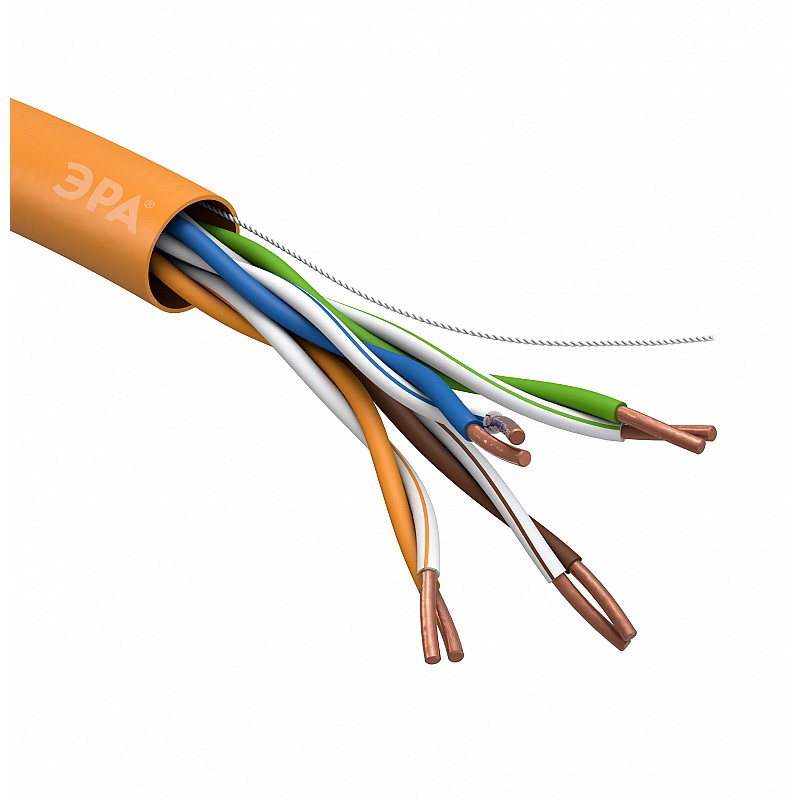 U-4-HF Кабель витая пара ЭРА U/UTP 4x2x24 AWG Cat5e CU нг(А) HF 305м