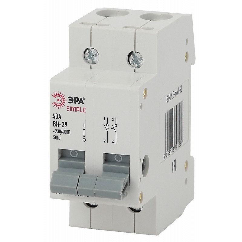 SIMPLE-mod-61 Выключатель нагрузки ЭРА SIMPLE SIMPLE-mod-61 2P 40А