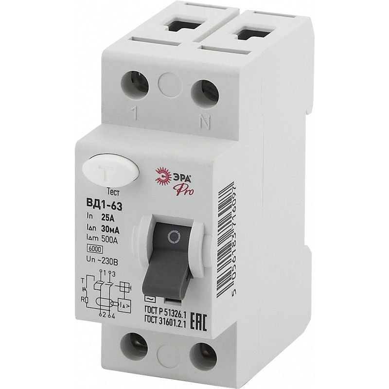 NO-902-24 УЗО ЭРА PRO NO-902-24 ВД1-63 2P 25А 30мА тип АC