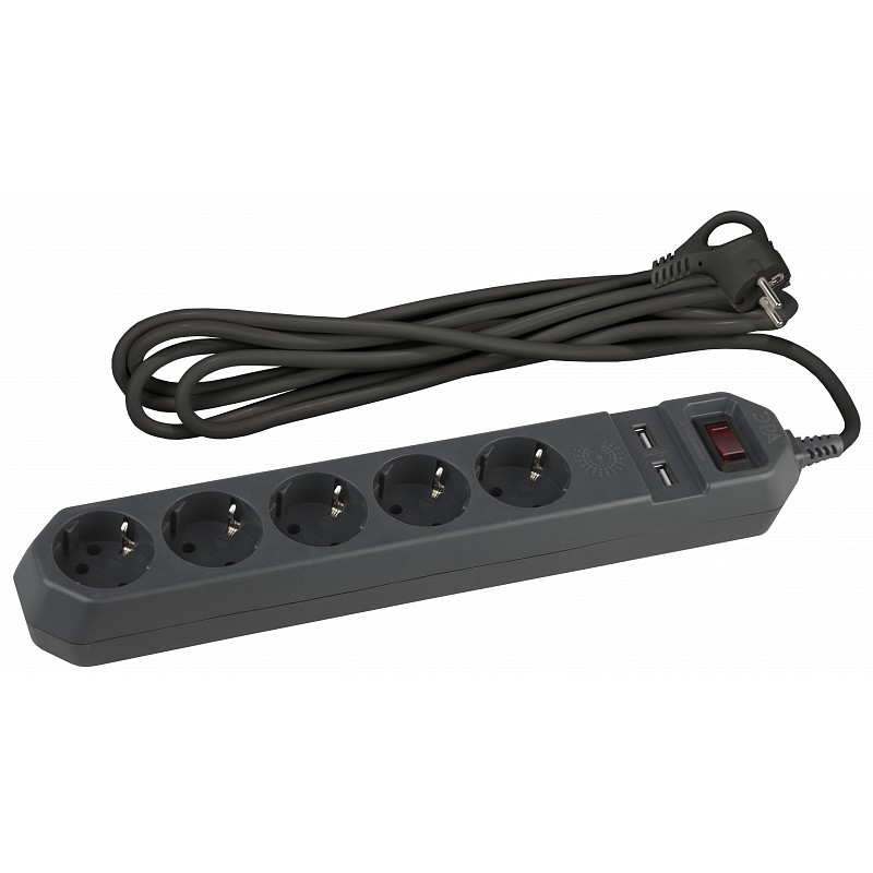 USF-5es-1.5m-USB-B Сетевой фильтр ЭРА USF-5es-1.5m-USB-B с базовой