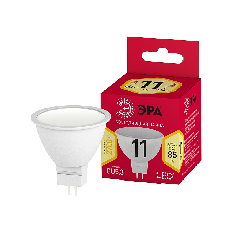 LED MR16-11W-827-GU5.3 R Лампа светодиодная ЭРА RED LINE LED
