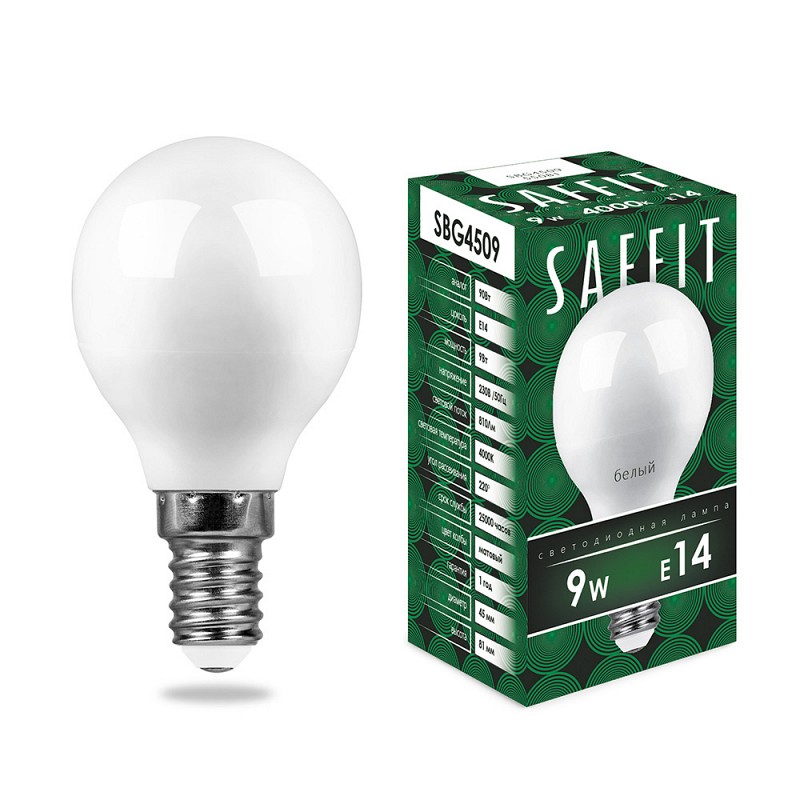 SBG4509 9W 4000K 230V E14 G45 / Светодиодные лампы Шар / Светодиодные лампы