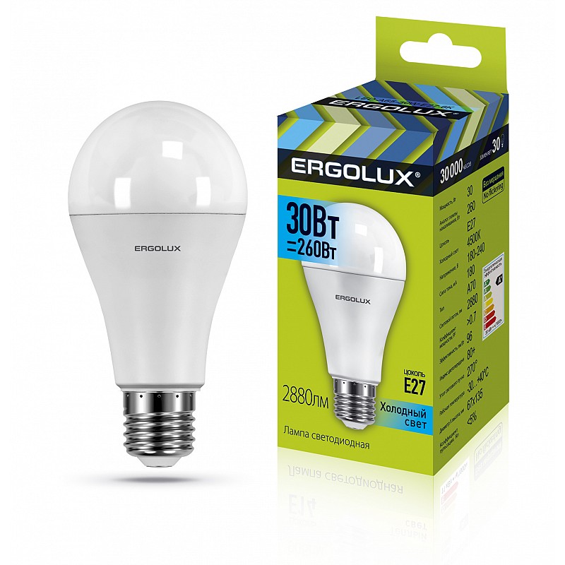 Ergolux LED-A70-30W-E27-4K: мощная светодиодная лампа для дома и офиса ...