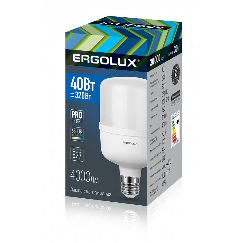 Ergolux LED-HW-40W-E27-6K серия PRO (Эл.лампа светодиодная 40Вт E27 ...