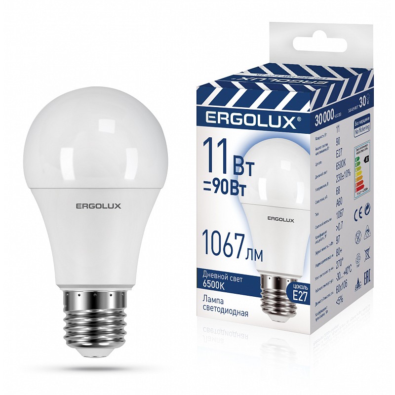 Ergolux LED-A60-11W-E27-6K (Эл.лампа светодиодная ЛОН 11Вт Е27 6500К ...