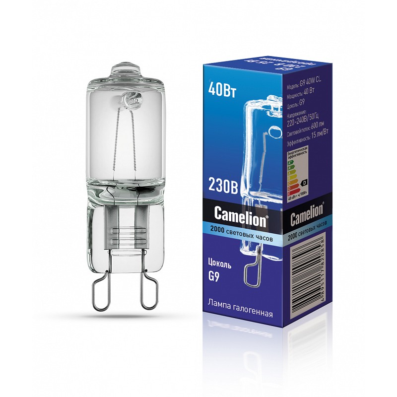 Camelion G9 40W CL (Эл.лампа галоген.без рефлектора, прозрачная,