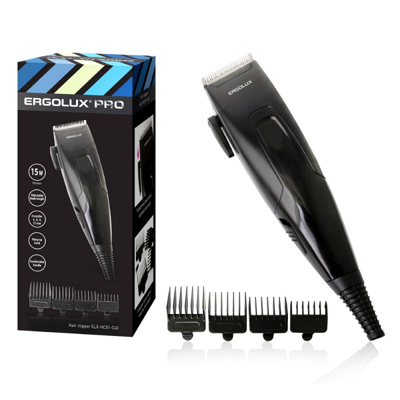 ERGOLUX ELX-HC01-C48 черный PRO (машинка для стрижки волос, 15Вт,