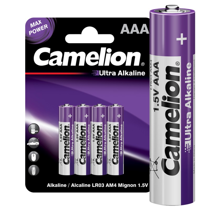 Camelion Ultra LR03 BL-4 (LR03-BP4UT, мизинчиковая батарейка ААА