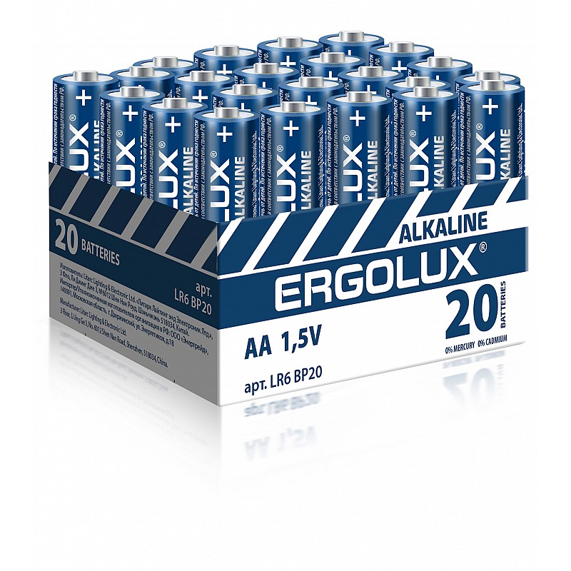 Ergolux Alkaline LR6 BP-20 (ПРОМО, LR6 BP20, пальчиковая батарейка