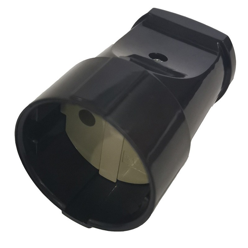 Розетка разборная GRV-S-10-R-B-IP20, 10А, круглая, б/з, черная,