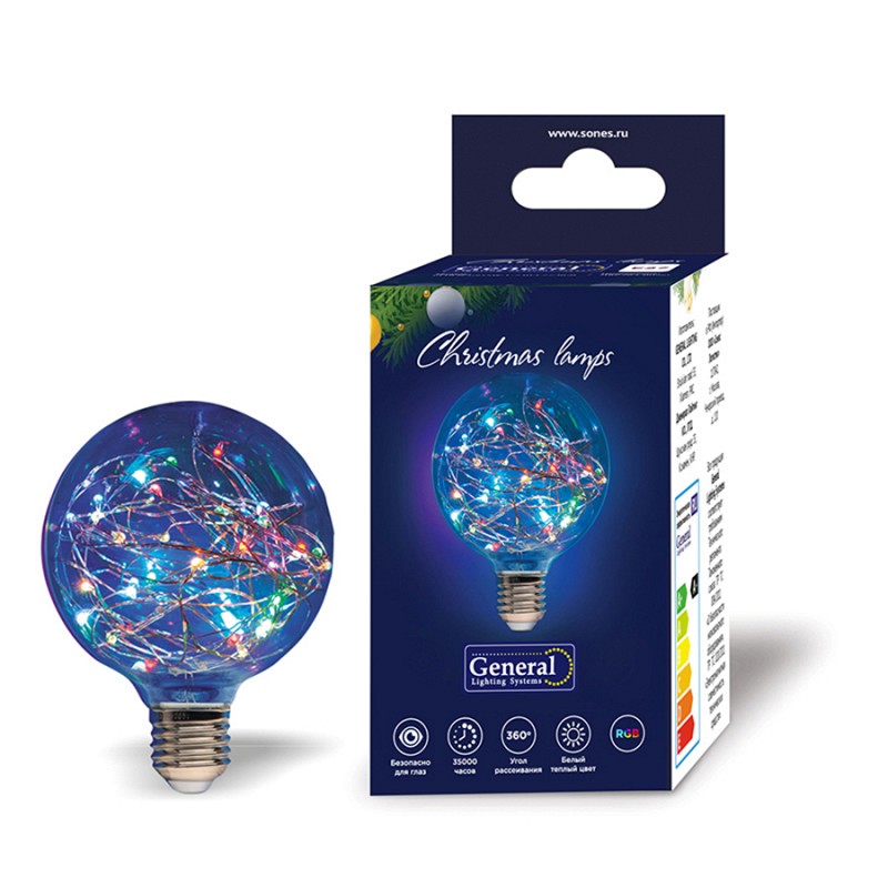 Филаментная светодиодная лампа General GLDEN-G95SW-1-230-E27-RGB