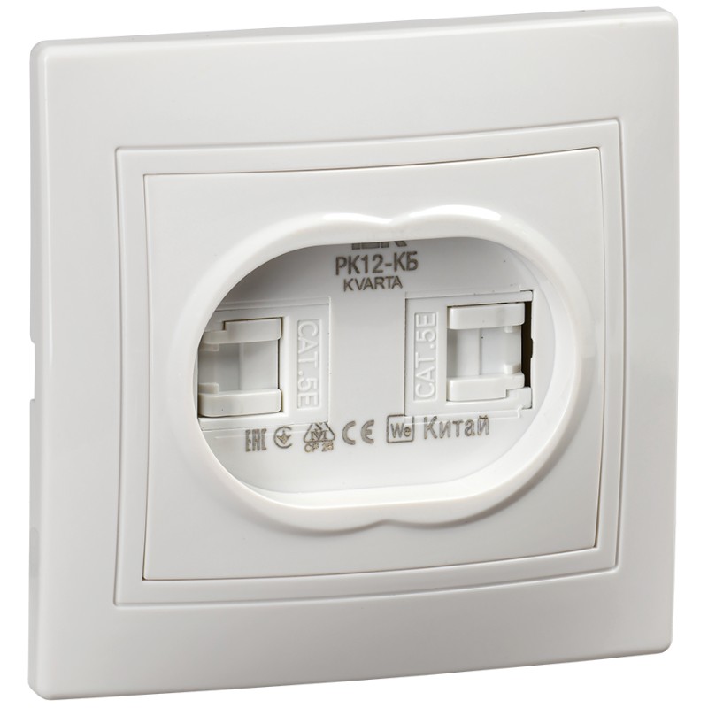 KVARTA Розетка 2-местная компьютерная RJ45 кат.5е РК12-КБ белый