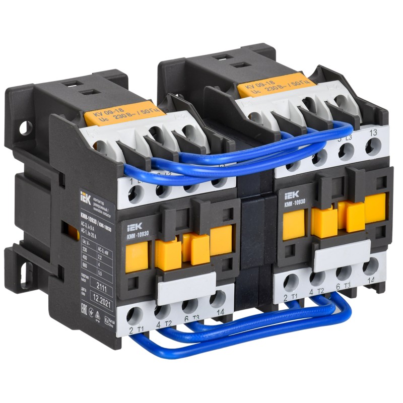 Контактор КМИ-10930 реверс 9А 230В/АС3 2NO IEK