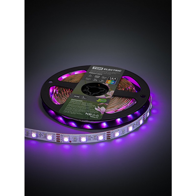 Лента светодиодная SMD5050-60 LED/м-IP20-12 В-14,4 Вт/м-RGB (5 м)