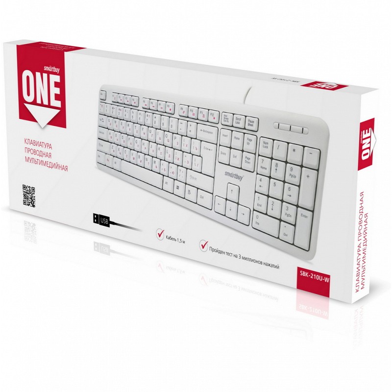 Клавиатура проводная мультимедийная Smartbuy ONE 210 USB белая (SBK ...