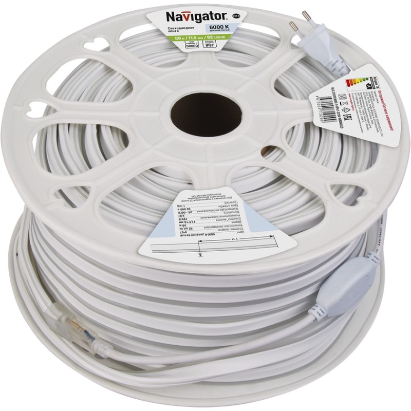 СД Лента Navigator 71 929 NLS-2835СW92-9-IP67-220V-NEONLED R20