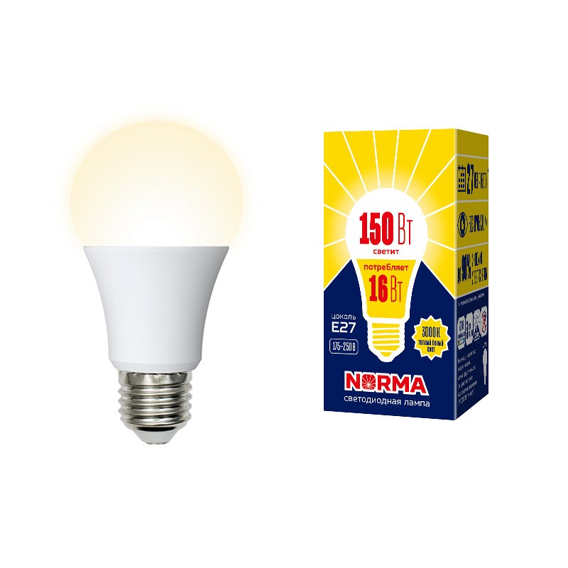 Лампы светодиодные Volpe LED-A60-16W/WW/E27/FR/NR картон