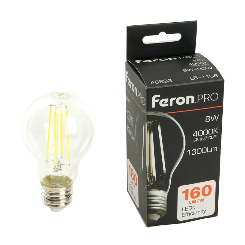 Лампа светодиодная, 1300LM 8W 175-265V E27 4000K, LB-1108